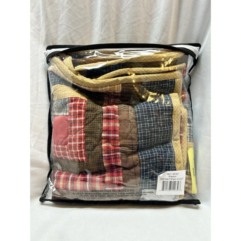 VHC Brands Oak & Asher Braxton Standard Pillow Sham Plaid Rustic Country Cabin